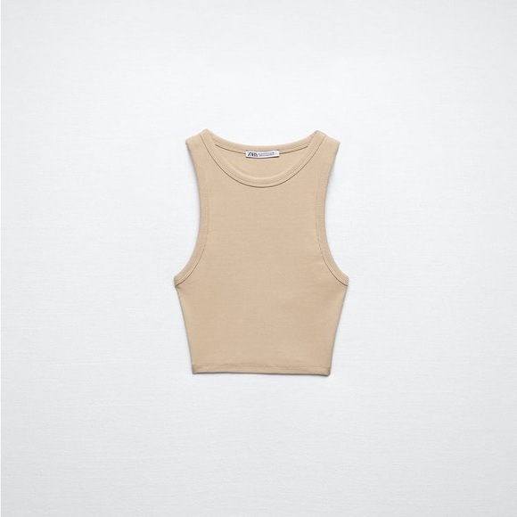 Zara Beige Ribbed T-Shirt - Picture 15 of 17